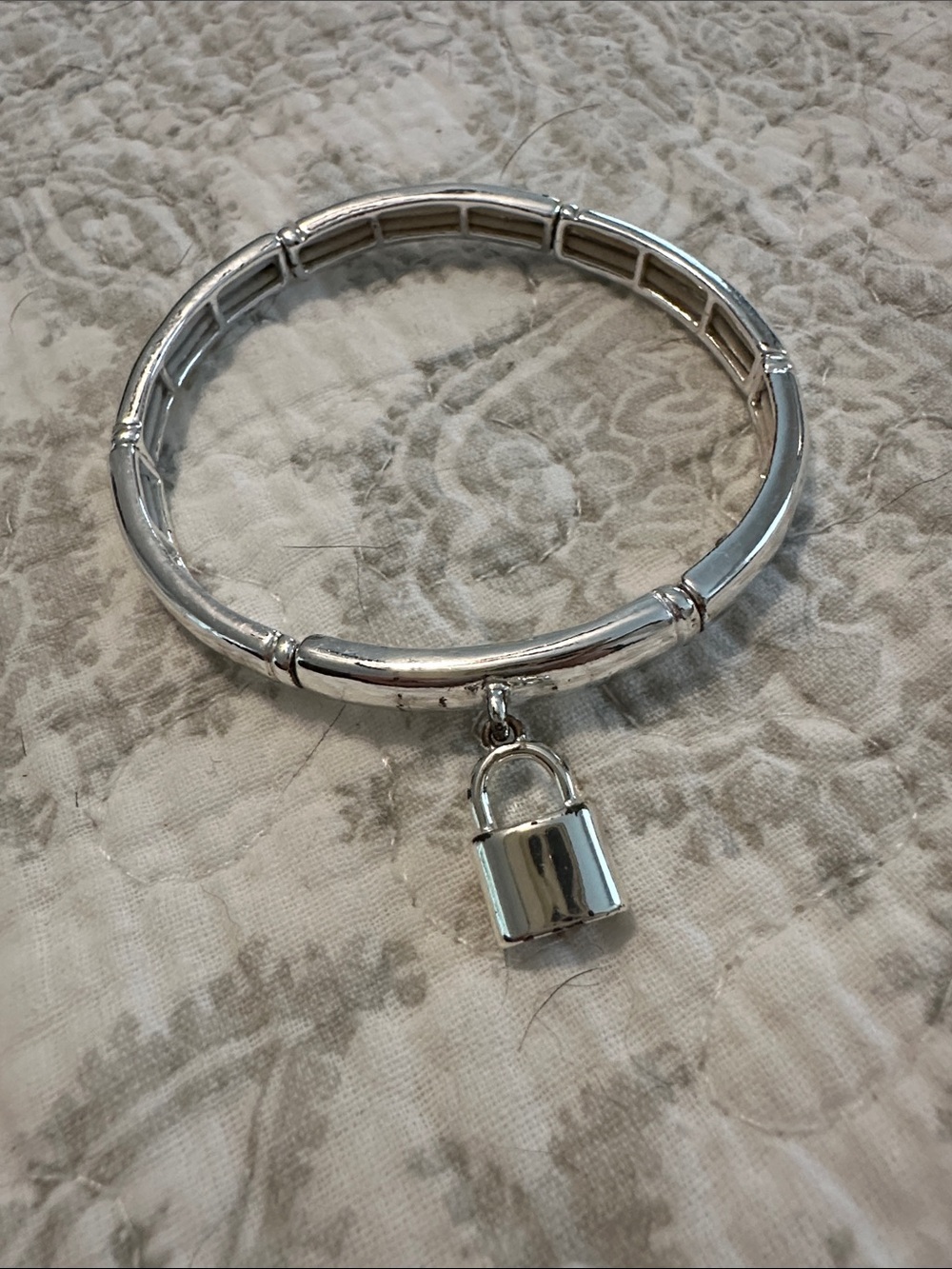 Silver Padlock Bangle Bracelet - Women Jewelry